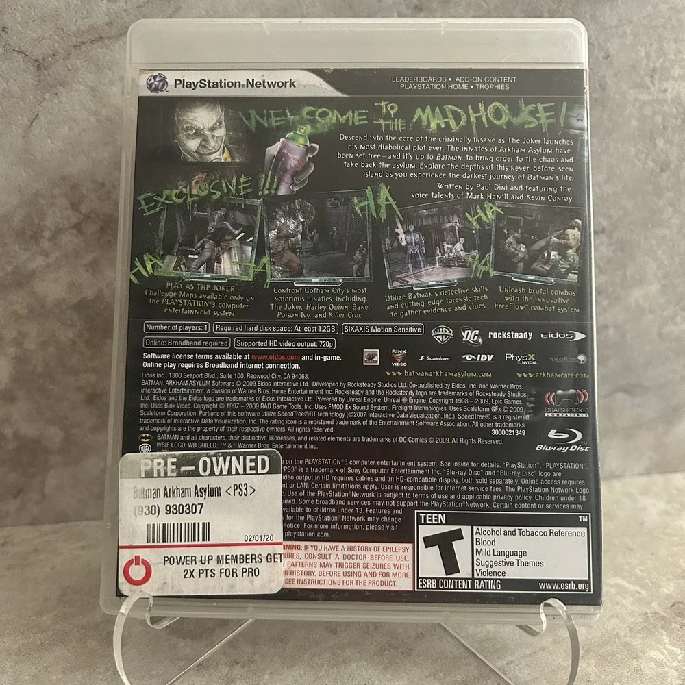 Batman: Arkham Asylum (Sony PlayStation 3, 2009) Complete With Manual PS3 CIB